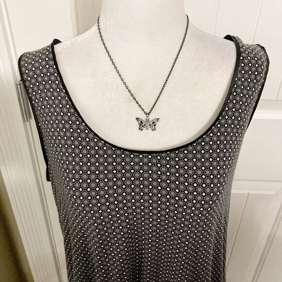 REITMANS Plus-size black grey white geometric print tank top XL 1X XXL 2X shirt - Picture 4 of 15